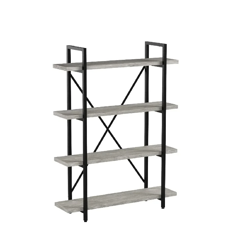 4-Tier Vintage Industrial Style Bookcase/Metal And Wood Bookshelf Furniture Fo