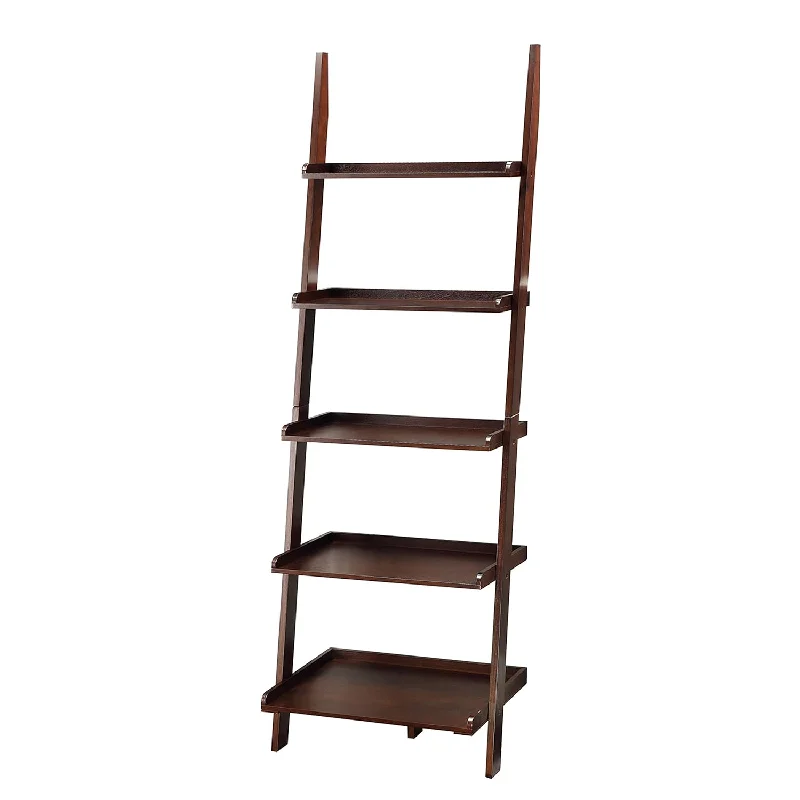 5 Shelves, American Heritage Bookshelf Ladder, Espresso, 72.75" X 25"