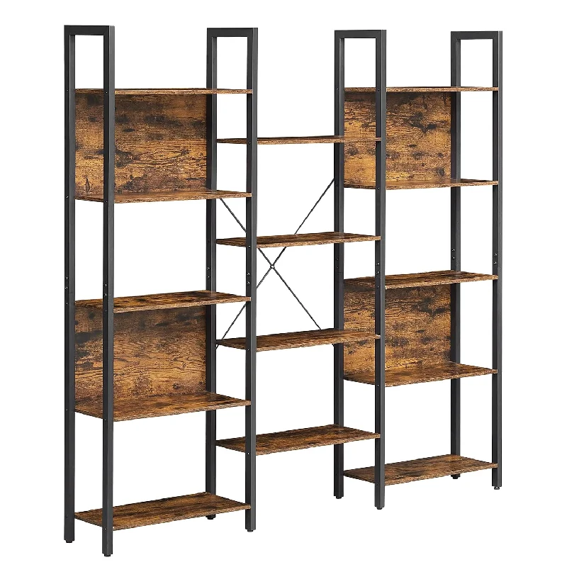 5-Tier Bookcase With 14 Shelves, Book Shelf With Metal Frame, Bookshelf For Li