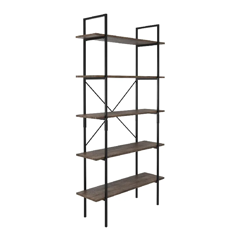 5-Tier Bookshelf – Open Industrial Style Wooden Bookcase – Freestanding Shelvi