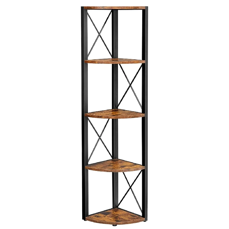 5 Tier Corner Shelf, 63 Inch Tall Bookshelf, Corner Storage Rack, Corner Shelf