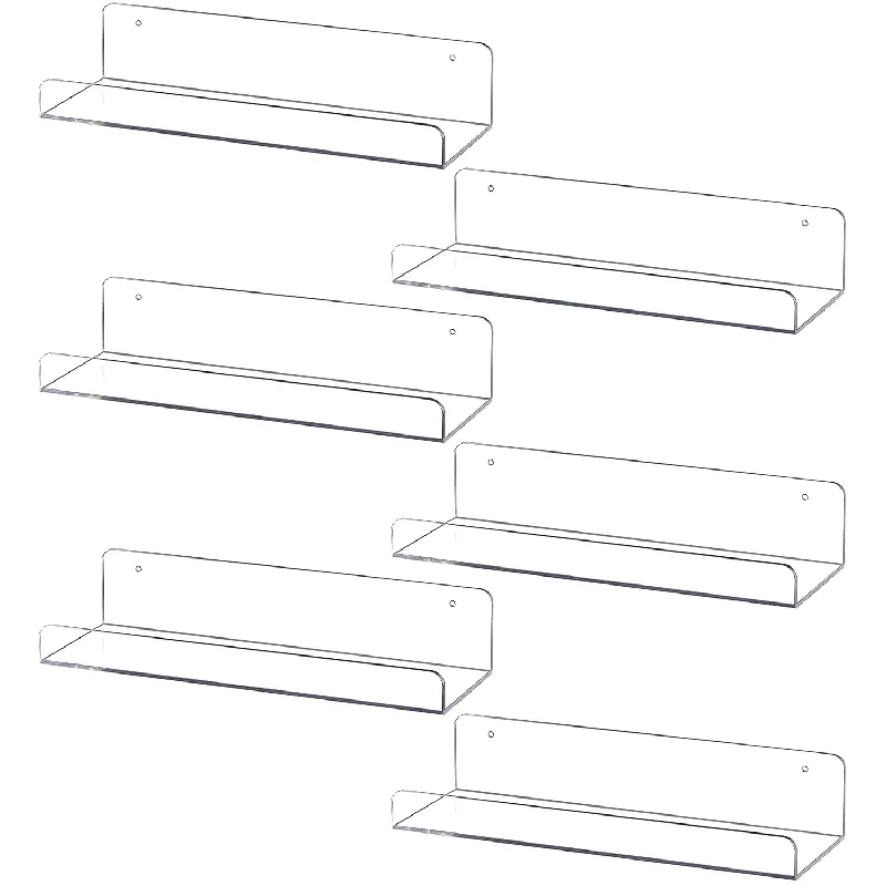 6 Pack Floating Shelves,15 Inch Acrylic Shelves Floating Bookshelf,Funko Pop D