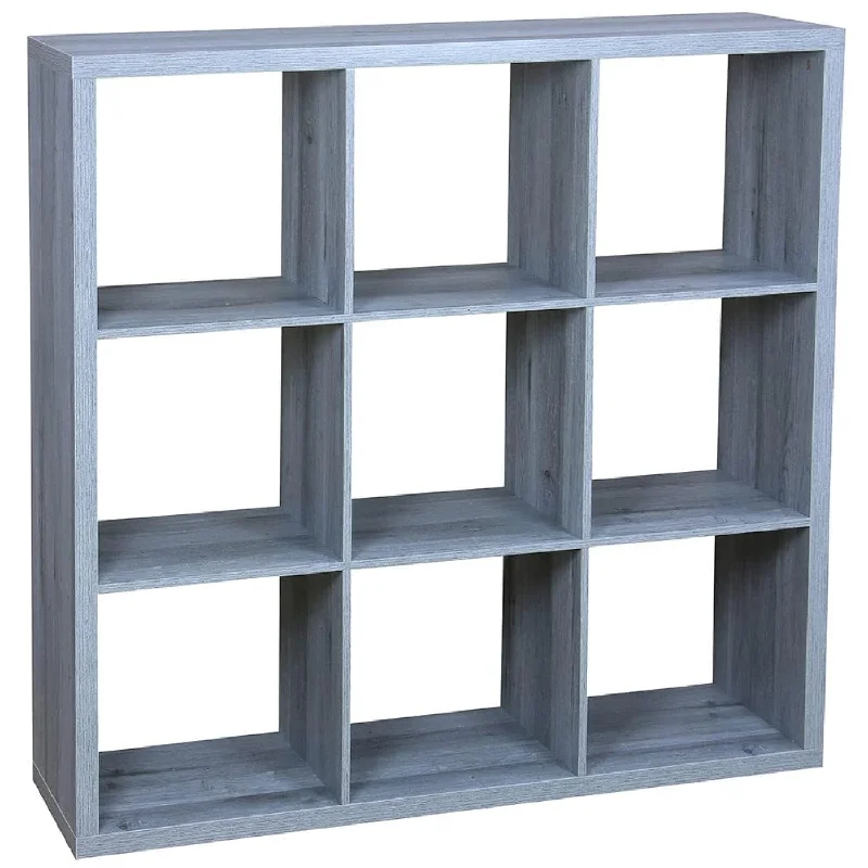 9 Open Cube Organizing Wood Storage Shelf – Free Standing Bookshelf Shelving U