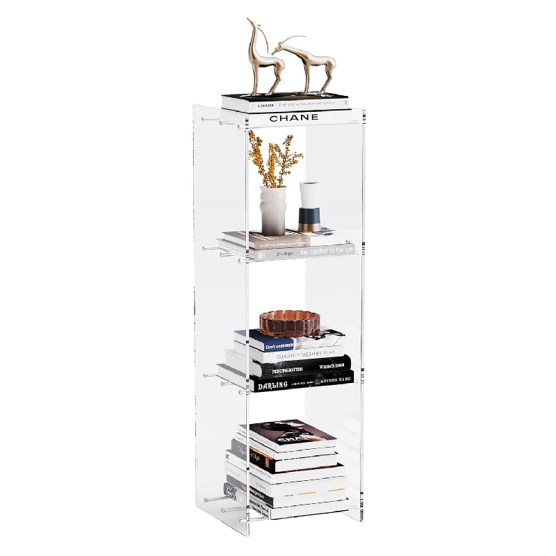 Acrylic Narrow Bookcase Skinny Bookshelf Modern Display Storage Organizer For