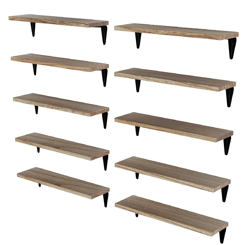 Arras Wood Floating Shelves For Wall Storage, 17"X4.5" Small Bookshelf Set Of