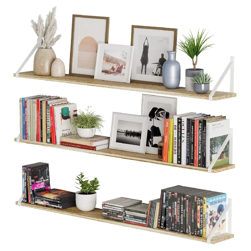 Bora Long Floating Shelves, 48"X6" Bookshelf Living Room Decor, Wall Shelves F