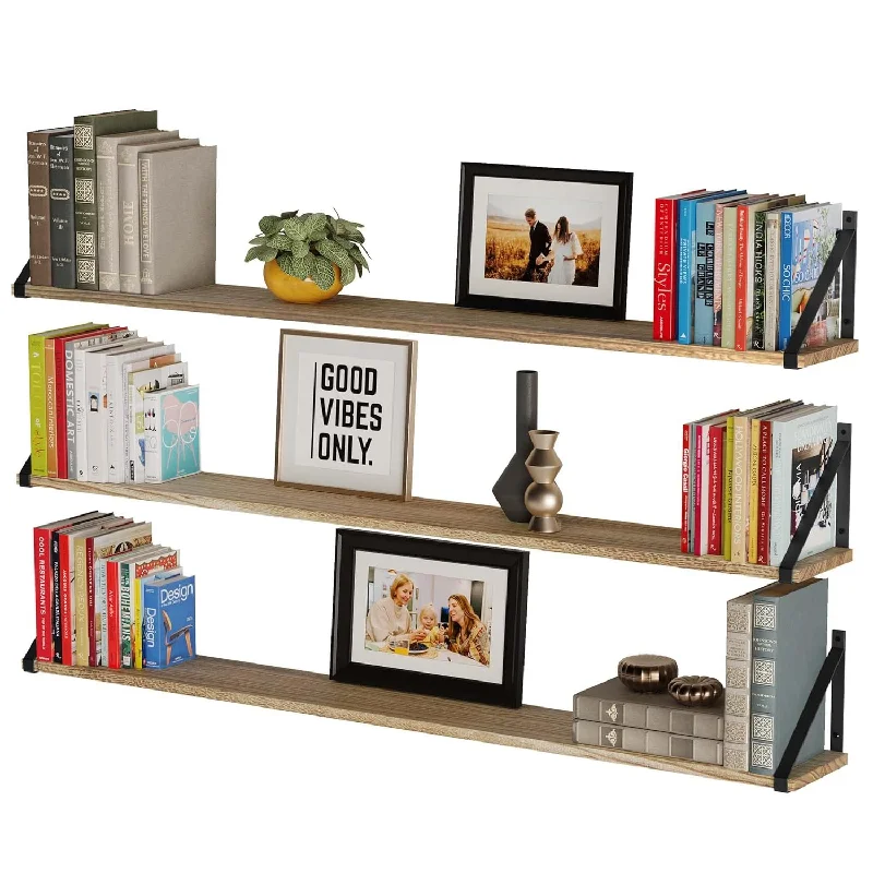 Bora Long Floating Shelves, Wall Bookshelf Living Room Decor Book Shelves For