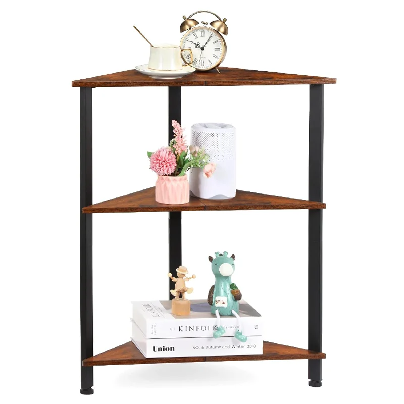 Corner Shelf, 3 Tier Corner Bookshelf Bookcase, Freestanding Corner Shelf Stan