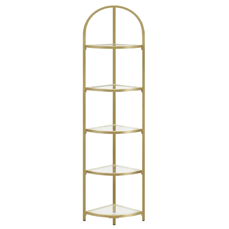 Corner Shelf, 5 Tier Corner Bookshelf, Modern Style, Plant Stand, Steel Frame,