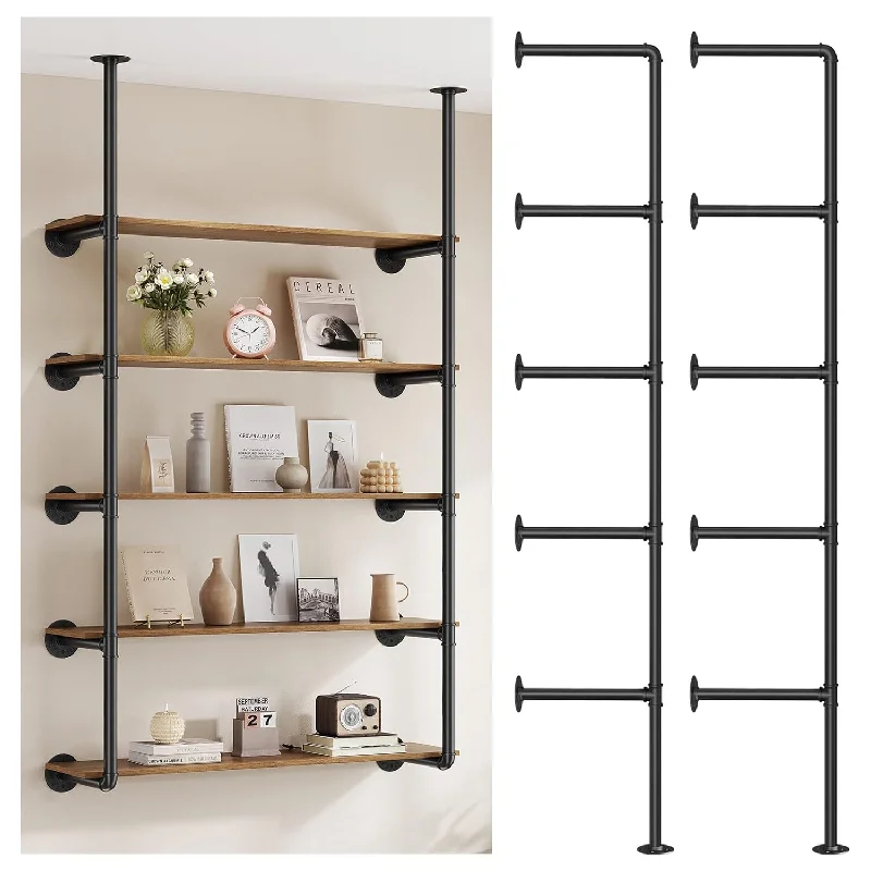 Industrial Iron Pipe Shelf Wall Mount, Farmhouse Diy Open Bookshelf, Pipe Shel