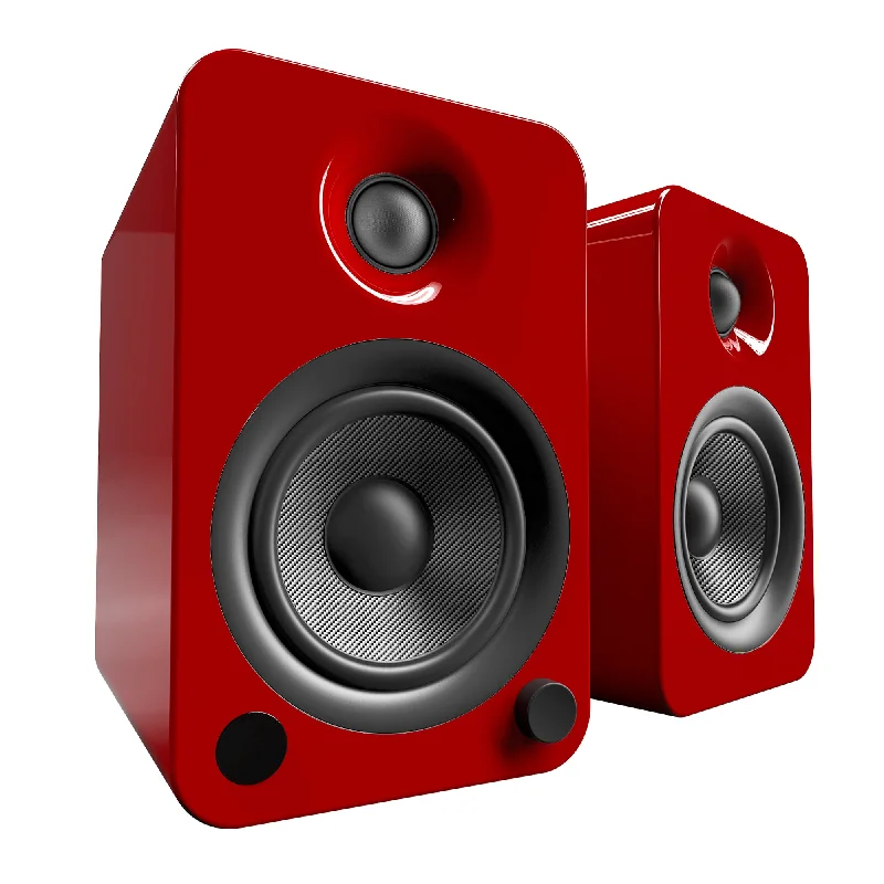 Kanto YU4 Powered Bookshelf Speakers with Bluetooth and Phono Preamp, Gloss Red