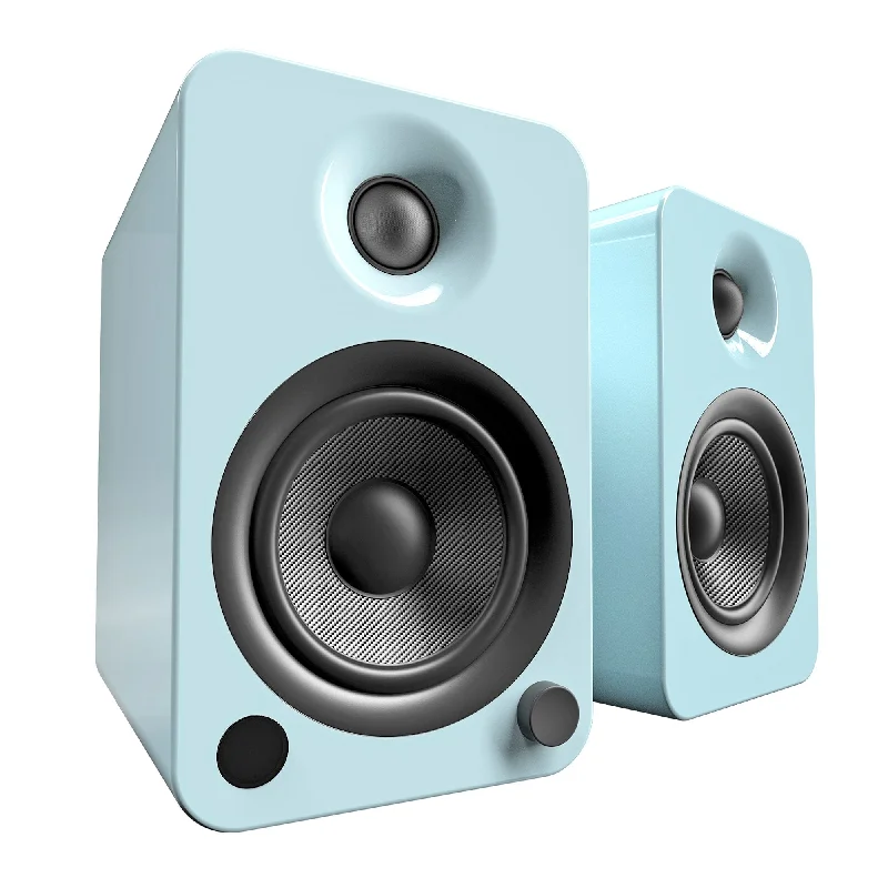 Kanto YU4 Powered Bookshelf Speakers with Bluetooth and Phono Preamp, Gloss Teal