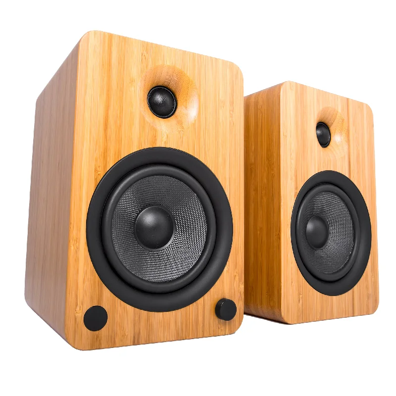 Kanto YU6 Powered Bookshelf Speakers with Bluetooth and Phono Preamp, Bamboo