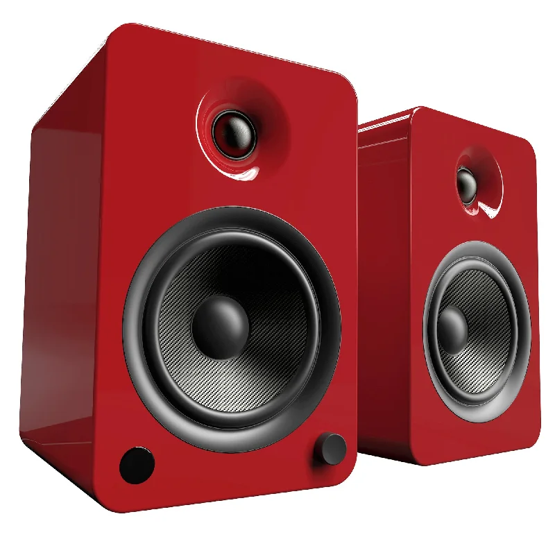 Kanto YU6 Powered Bookshelf Speakers with Bluetooth and Phono Preamp, Gloss Red