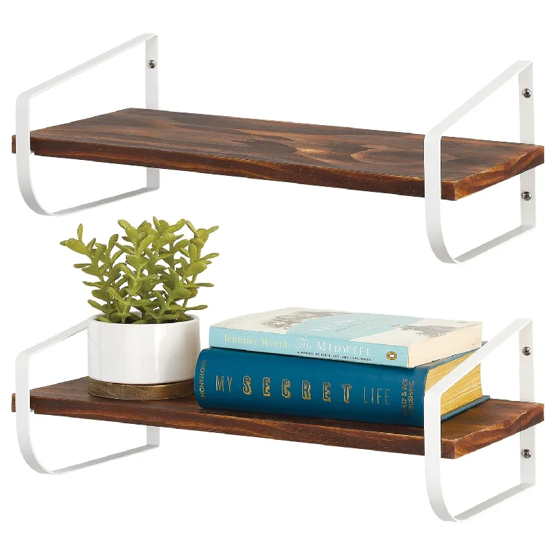 Mdesign Modern Floating Shelf – Narrow Bookshelf With Rust-Resistant Metal Bra