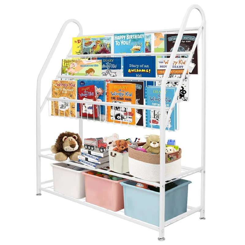 Metal Kids Bookshelf Freestanding Bookcase For Children Room 32 In Toy Organiz