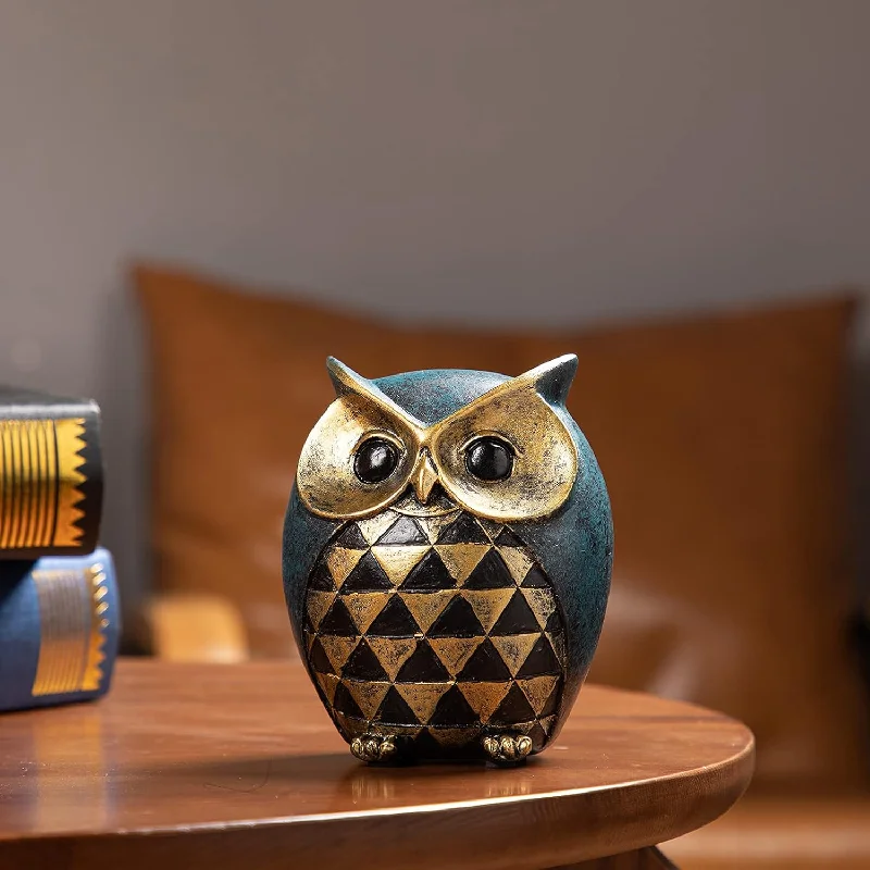 Owl Statue Home Decor,Owl Figurines For Bookshelf Bedroom Living Room Office T