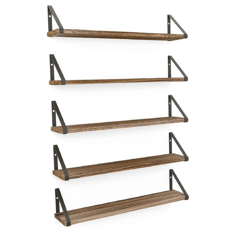 Ponza 24" Floating Bookshelf, Wood Floating Shelves For Wall Storage, Rustic W