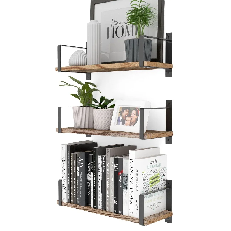 Toledo Floating Shelves For Living Room Decor, Floating Bookshelf Set Of 3, Bu