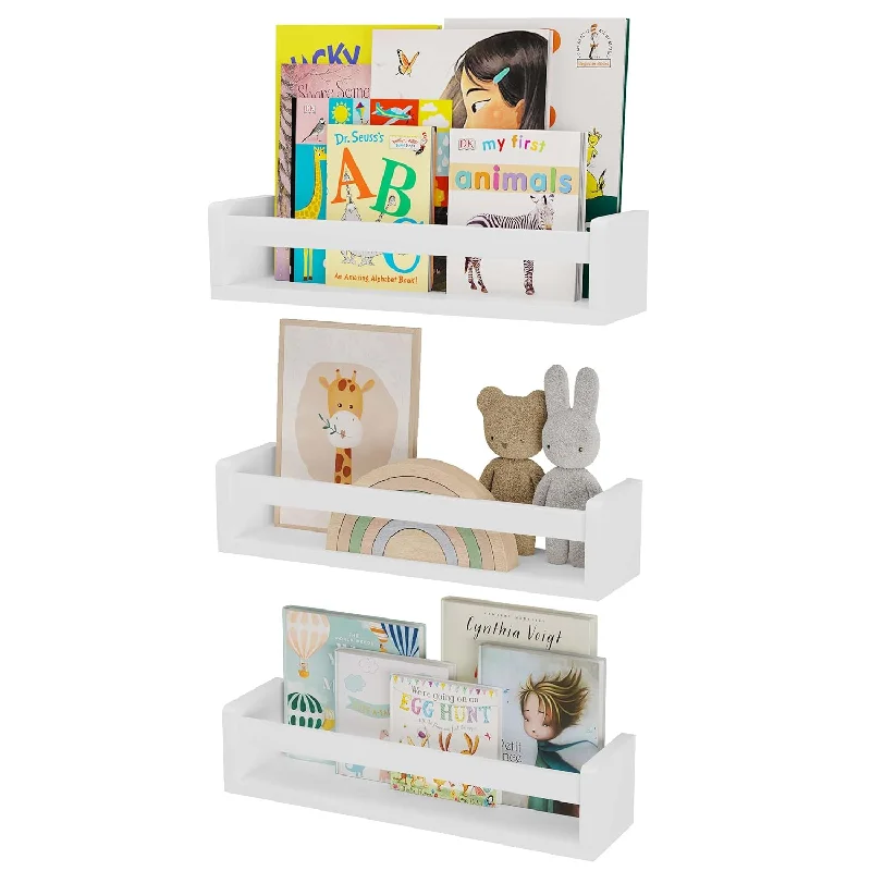 Unge Nursery Book Shelves, Wall Bookshelf For Kids, Wood Floating Shelves For