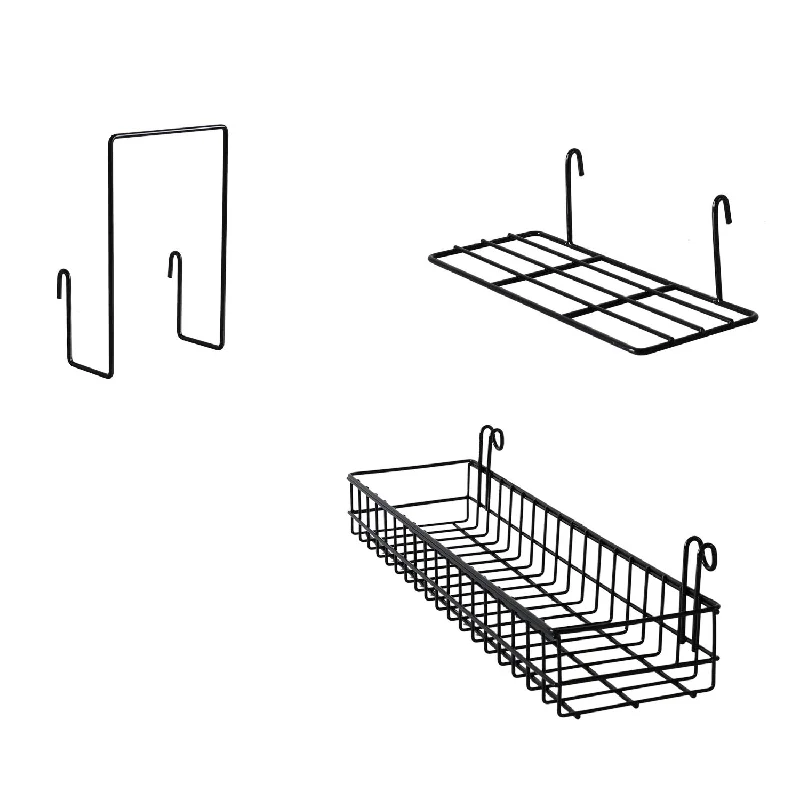 Wall Grid Panel Hanging Basket With Hooks,Bookshelf,Display Shelf,Wall Organiz