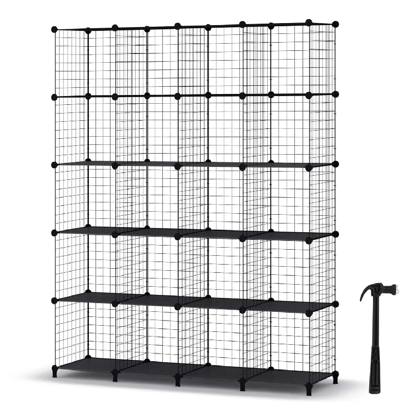 Wire Cube Storage, Storage Shelves 20 Cube Bookshelf Bookcase Closet Organizer A