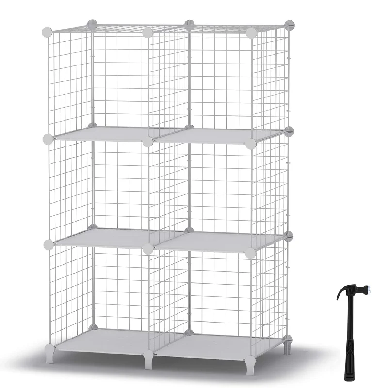 Wire Cube Storage, Storage Shelves 6 Cube Bookshelf Bookcase Closet Organizer An