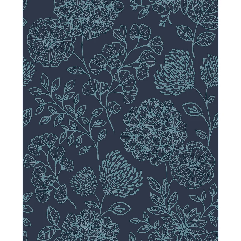 Ada Indigo Floral Wallpaper from the Scott Living II Collection