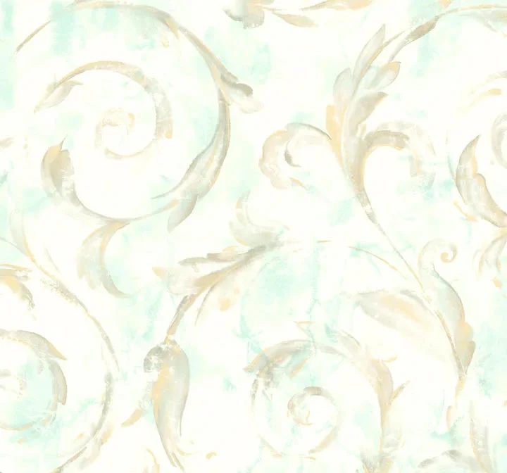 Archie Turquoise/Gold Wallpaper from the Jasper Collection