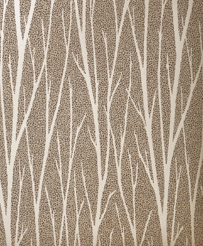 Birch Trail Wallpaper in Champagne and Copper Glitter from the Essential Textures Collection