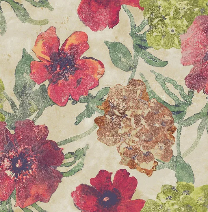 Bonniefield Rouge/White Wallpaper from the Tiverton Collection