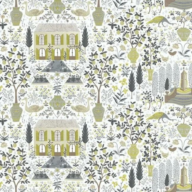 Camont Wallpaper in Linen and Gold from the Rifle Paper Co. Collection