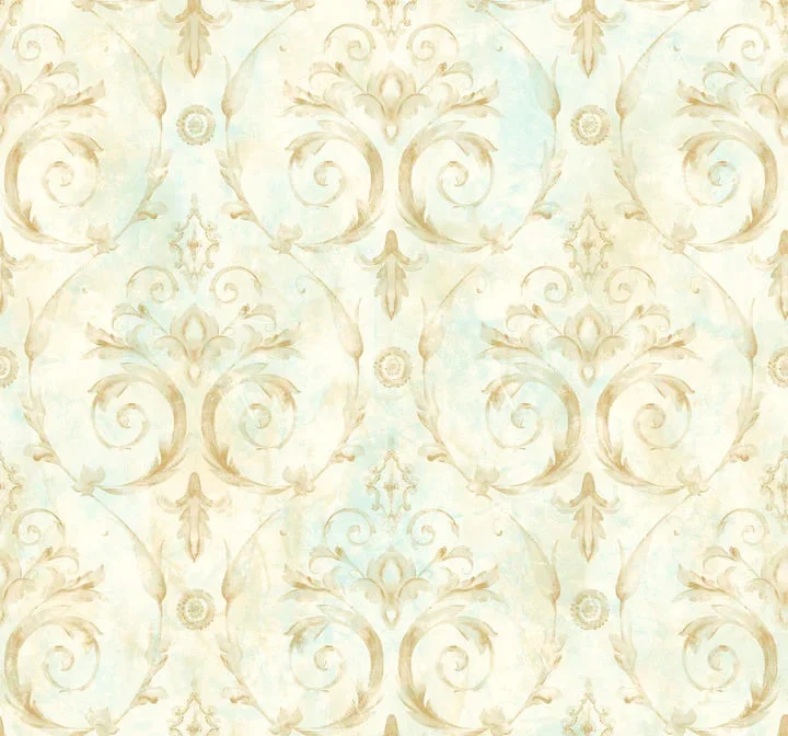 Casimir Gold/Turquoise Wallpaper from the Jasper Collection