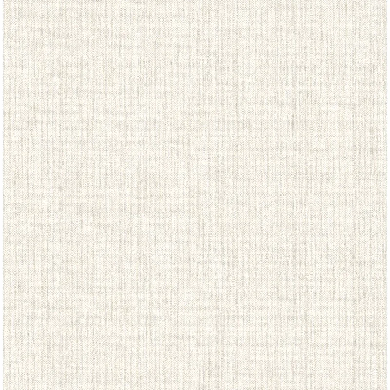 Chenille Faux Linen Wallpaper in Off-White from the Bluebell Collection