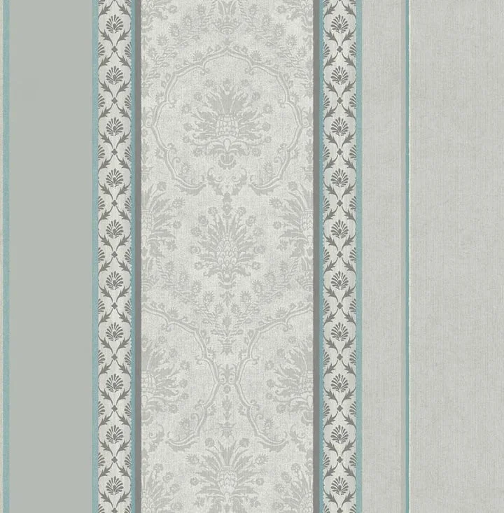 Cushing Teal/Silver Wallpaper from the Providence Collection