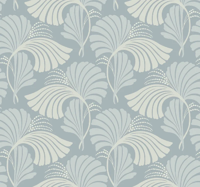 Dancing Leaves Light Blue Wallpaper