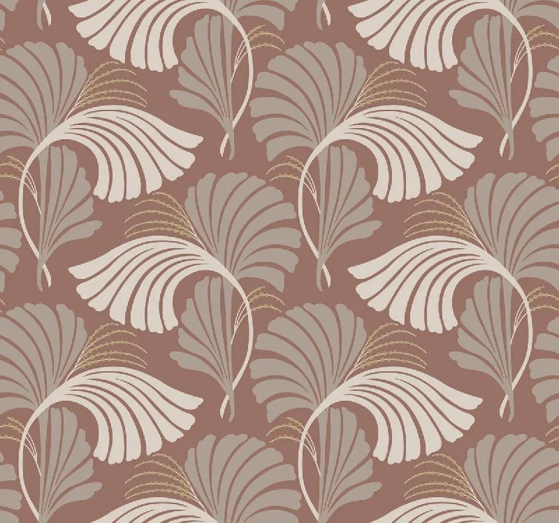 Dancing Leaves Tan Wallpaper