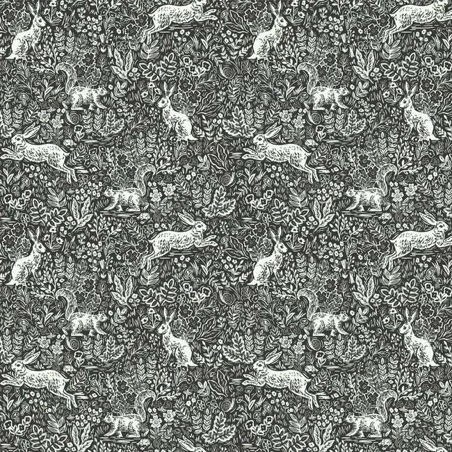 Fable Wallpaper in Black and White from the Rifle Paper Co. Collection