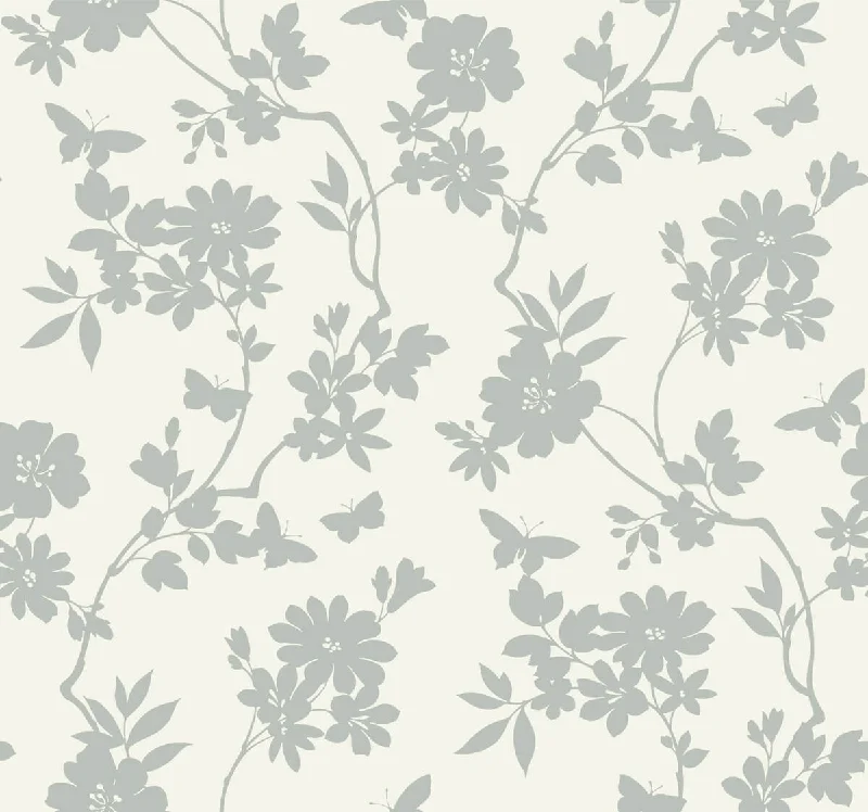 Flutter Vine White/Silver Wallpaper