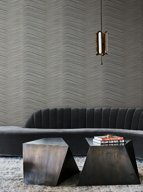 Glistening Chevron Charcoal Wallpaper