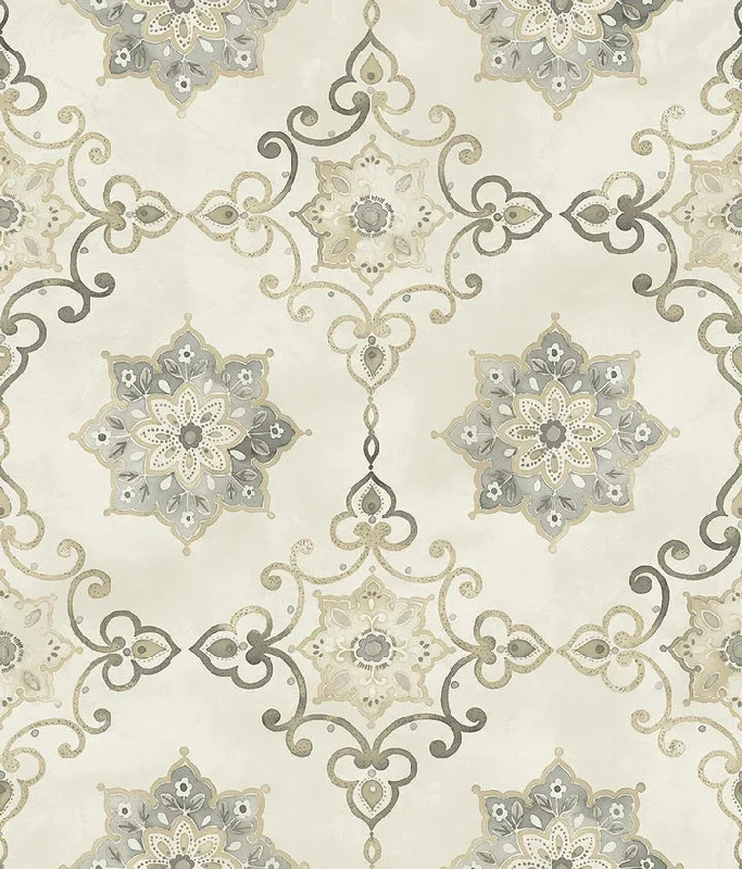 Isolde Silver Wallpaper from the Romance Collection