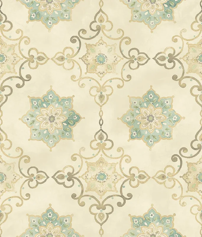 Isolde Turquoise Wallpaper from the Romance Collection