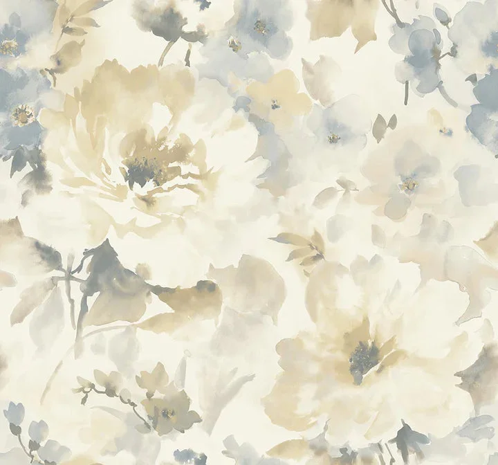 Juliet White/Gold Wallpaper from the Romance Collection