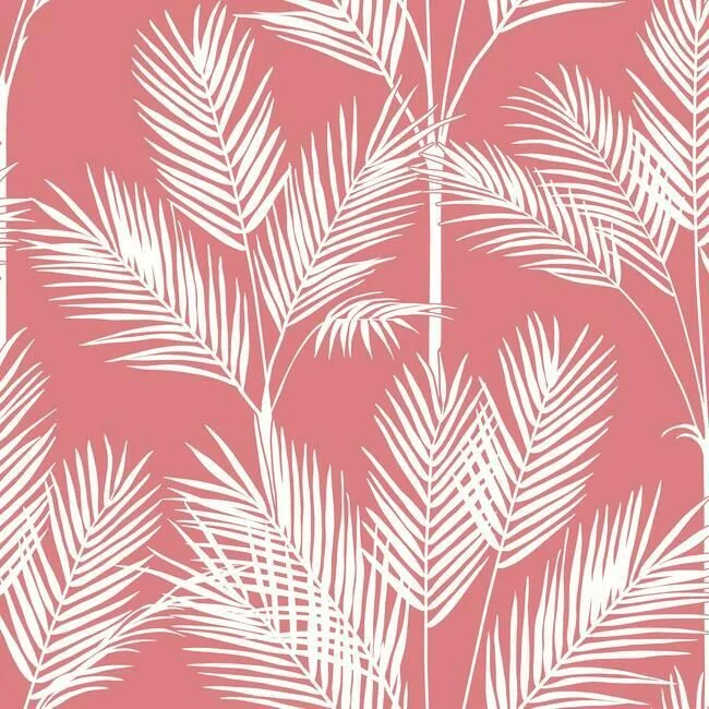 King Palm Silhouette Wallpaper in Coral from the Water's Edge Resource Library