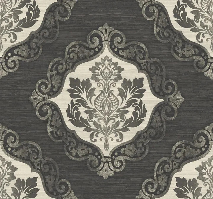 Little Compton Black/Silver Wallpaper from the Tiverton Collection