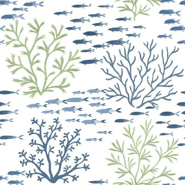 Marine Garden Wallpaper in Fern from the Water's Edge Resource Library