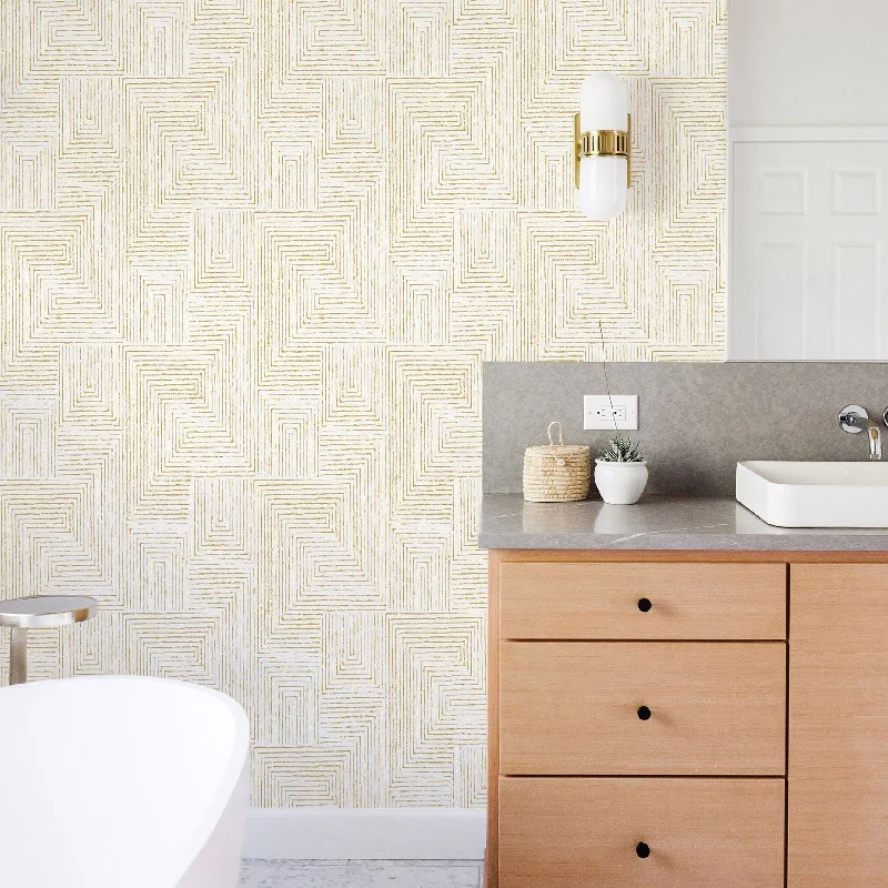 Merritt Geometric Wallpaper in Honey from the Scott Living Collection