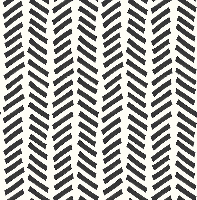 Mod Chevron Peel-and-Stick Wallpaper in Black