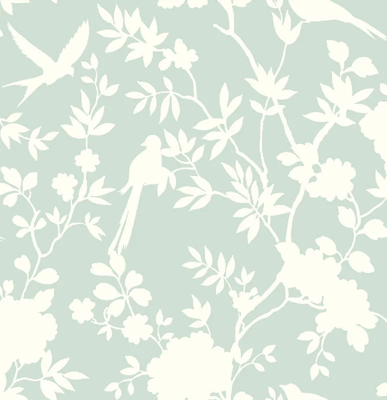 Mono Toile Peel & Stick Wallpaper in Seaglass from the Luxe Haven Collection