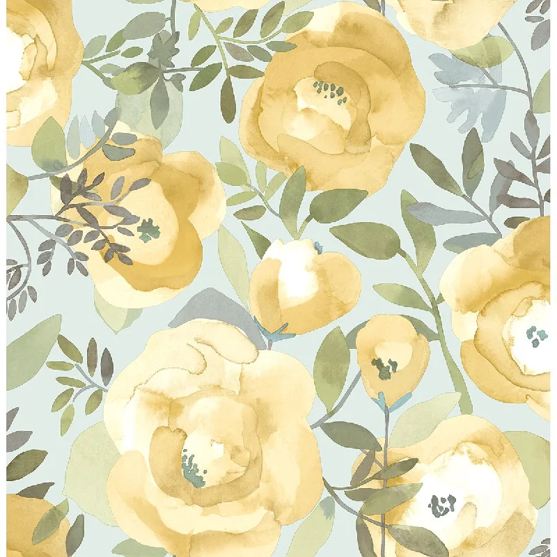 Orla Floral Wallpaper in Yellow from the Bluebell Collection